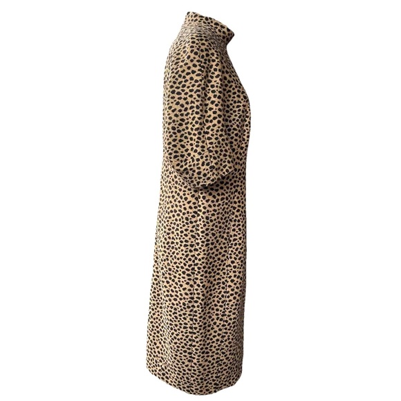 Akris Wool Sheath Midi Dress Women's Size 12 Leopard Print Silk Lined Luxurious - Picture 4 of 16